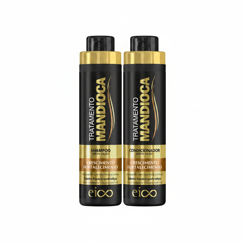Eico Kit Tratamento Mandioca Shampoo 800ml + Condicionador 750ml | Crescimento + Fortalecimento.
